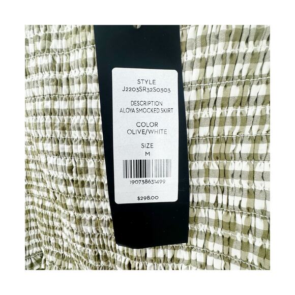 Veronica Beard Jeans Aloya Smocked Gingham Mini Skirt Pull On Green Size M NWT - Picture 11 of 11
